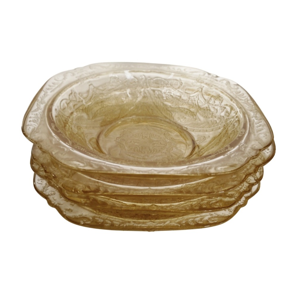 30's Federal‎ Glass Patrician Amber Depression Glass 5" Bowls Set of 4 +1 extra